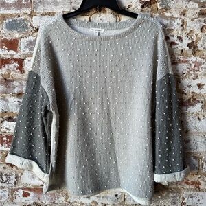 Blu Pepper Gray and Dark Gray Polka Dot Sweater